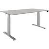 Schreibtisch BOTTOM-UP elektrisch höhenverstellbar gerade BxT 1600 x 900 mm lichtgrau/silber. FM Büromöbel