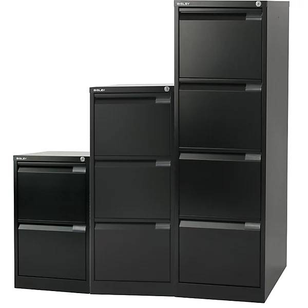 Hängeregistraturschrank 1-bahnig 2 Schübe DIN A4 tiefschwarz. Bisley GmbH 70096949-1