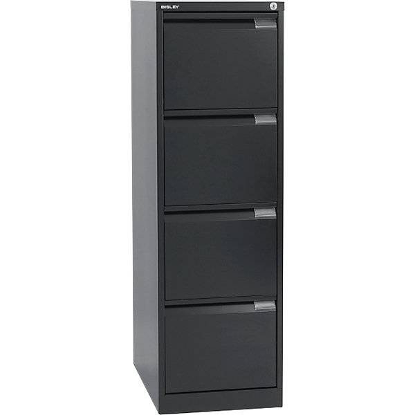 Hängeregistraturschrank 1-bahnig 4 Schübe DIN A4 tiefschwarz. Bisley GmbH 70097649-0