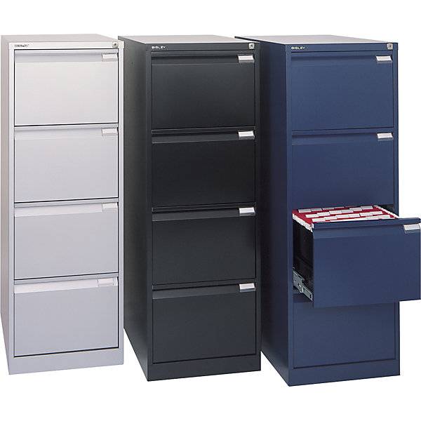 Hängeregistraturschrank 1-bahnig 4 Schübe DIN A4 tiefschwarz. Bisley GmbH 70097649-1