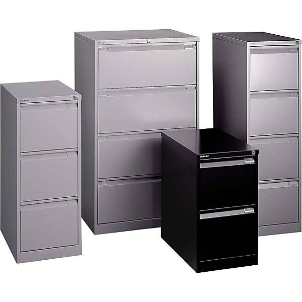 Hängeregistraturschrank 1-bahnig 4 Schübe DIN A4 tiefschwarz. Bisley GmbH 70097649-3