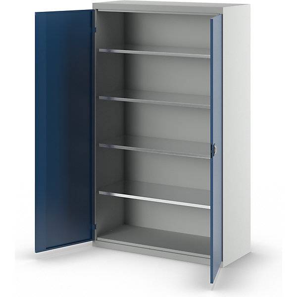 Flügeltürenschrank 4 Fachböden Breite 1200 mm lichtgrau / enzianblau. TAKKT Industrial & Packaging GmbH-2