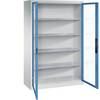Sichtfenster-Flügeltürschrank HxBxT 1950 x 1200 x 500 mm 4 Fachböden lichtgrau / lichtblau. C+P Moebelsysteme |