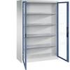 Sichtfenster-Flügeltürschrank HxBxT 1950 x 1200 x 500 mm 4 Fachböden lichtgrau / fernblau. C+P Moebelsysteme |