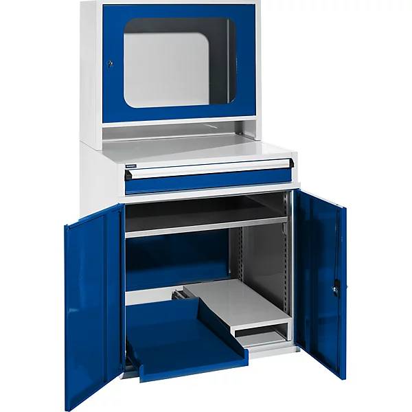 Computerschrank HxBxT 1550 x 800 x 690 mm mit schmalem Auszug und Towerfach. TAKKT Industrial & Packaging GmbH-1