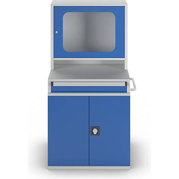 Computerschrank HxBxT 1550 x 800 x 690 mm mit schmalem Auszug und Towerfach. TAKKT Industrial & Packaging GmbH-2