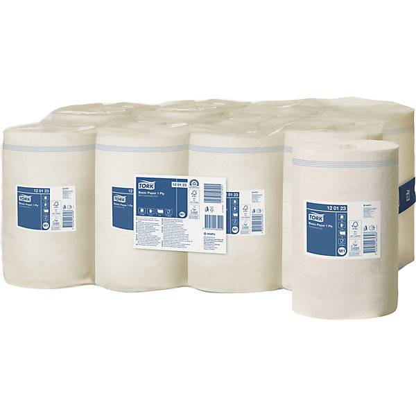 Standard-Papierwischtücher mit Innenabrollung 1-lagig weiß VE 11 Rollen Universal-Qualität unperforiert.-0