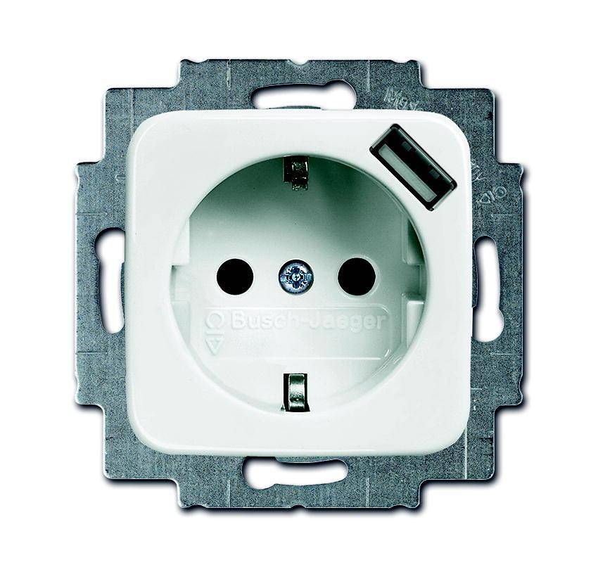 BUSCH JAEGER - Busch-Jaeger 20 EUCBUSB-214, USB, CEE 7/4, 2P+E, Weiß, IP20, 250 V-1