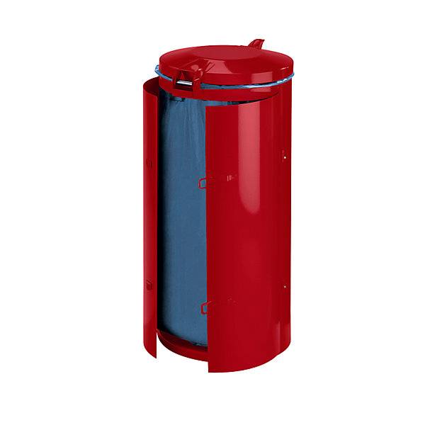 Stahlblech-Abfallsammler für Volumen 120 l mit Doppelflügeltür feuerrot mit Metalldeckel. VAR GmbH 71346449