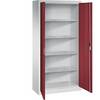 Werkstatt-Flügeltürschrank HxBxT 1950 x 930 x 400 mm lichtgrau / rubinrot. C+P Moebelsysteme | GmbH & CO. KG