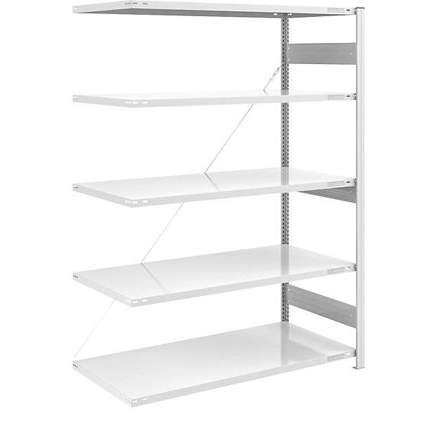 Schwerlast-Steckregal einseitig HxBxT 2000 x 1300 x 800 mm grau Anbauregal. TAKKT Industrial & Packaging GmbH-0