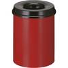 Sicherheits-Papierkorb Stahl selbstlöschend Volumen 15 l HxØ 360 x 255 mm Korpus rot / Löschkopf schwarz.