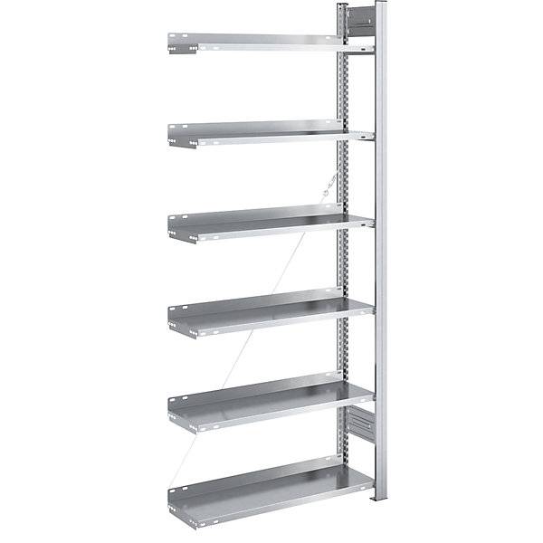 Akten-Steckregal verzinkt Regalhöhe 2000 mm einseitig Anbauregal BxT 750 x 300 mm. Jul. vom Hofe GmbH & CO.