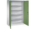 Werkstatt-Flügeltürschrank HxBxT 1950 x 1200 x 500 mm lichtgrau / resedagrün. C+P Moebelsysteme | GmbH & CO. KG