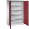 Werkstatt-Flügeltürschrank HxBxT 1950 x 1200 x 600 mm lichtgrau / rubinrot. C+P Moebelsysteme | GmbH & CO. KG