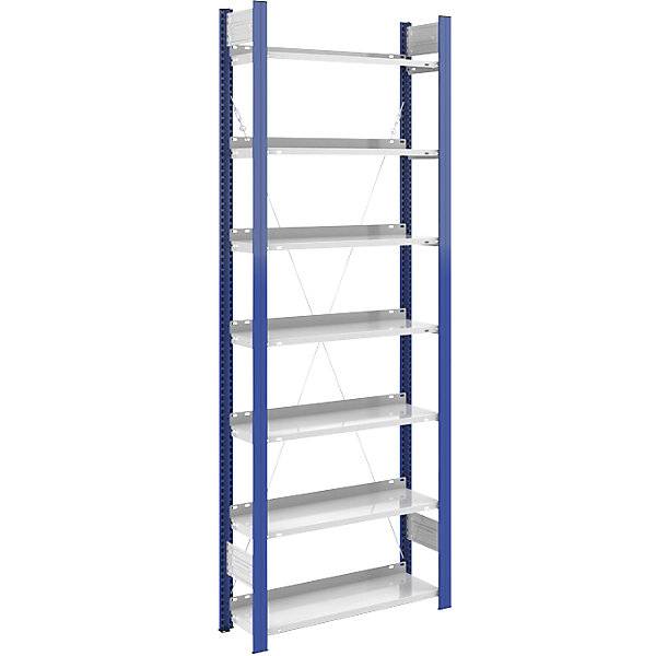 Ordner-Steckregal einseitig Höhe 2350 mm BxT 750 x 300 mm Grundregal blau / grau. Jul. vom Hofe GmbH & CO.-0