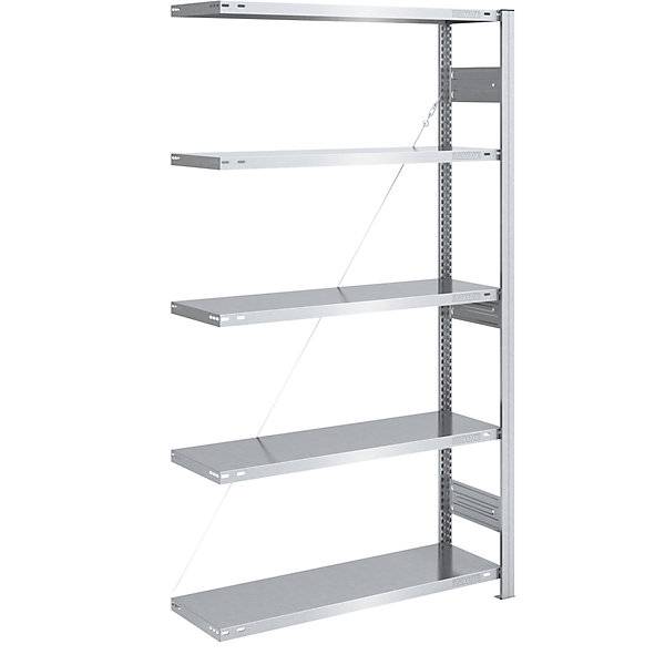 Schwerlast-Steckregal einseitig HxBxT 2000 x 1000 x 400 mm verzinkt Anbauregal. TAKKT Industrial & Packaging