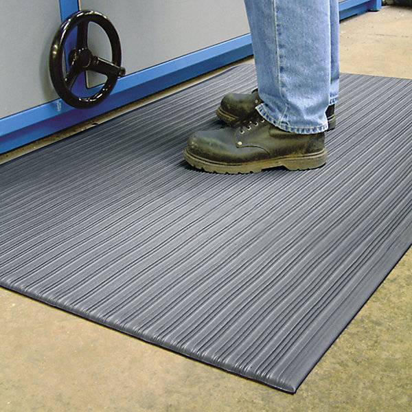 Anti-Ermüdungsmatte Orthomat® Ribbed LxB 900 x 600 mm VE 3 Stück grau mit Signalstreifen. Coba Europe GmbH-1