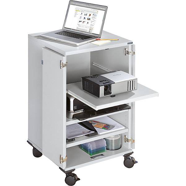 Multimediawagen mobil 2 Flügeltüren 3 Fachböden HxBxT 960 x 550 x 550 mm. TAKKT Industrial & Packaging GmbH-0