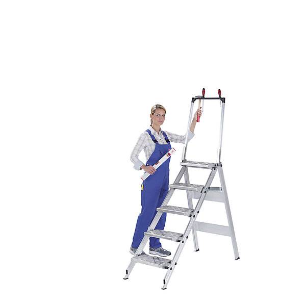 Alu-Klapptreppe Stufen Aluminium geriffelt mit Sicherheitsbügel 4 Stufen. WAKÜ-Geräte GmbH 77223249-2