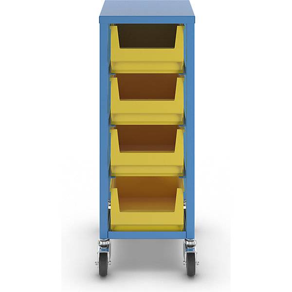 Kommissionierwagen lichtblau RAL 5012 Höhe 1050 mm mit 4 Stk 23-Liter-Kunststoffkästen. TAKKT Industrial &-3