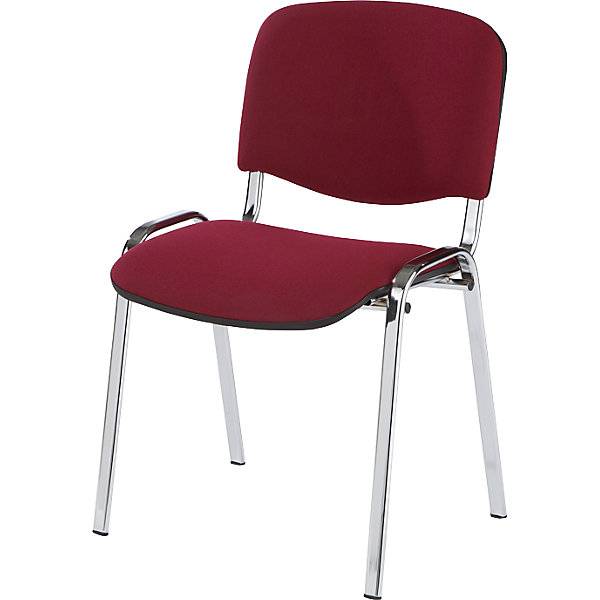 Besucherstuhl stapelbar Rückenlehne gepolstert Gestell verchromt Polster bordeaux VE 2 Stk. NOWY STYL GmbH-0