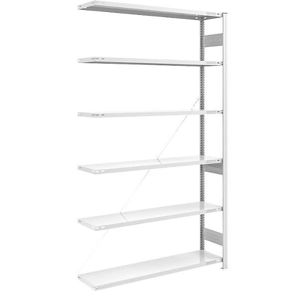 Schwerlast-Steckregal einseitig HxBxT 2500 x 1300 x 400 mm grau Anbauregal. TAKKT Industrial & Packaging GmbH-0