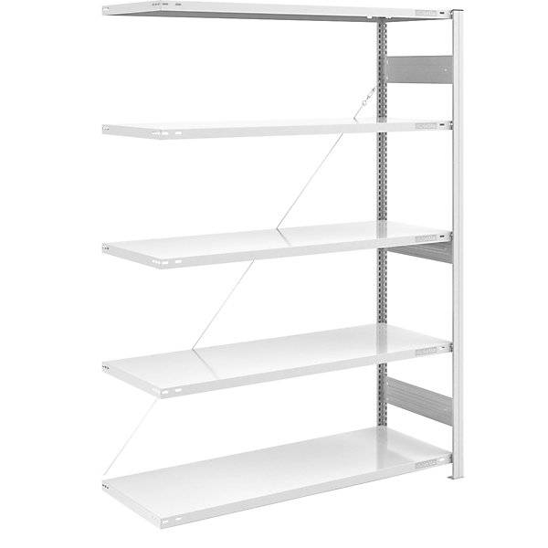 Schwerlast-Steckregal einseitig HxBxT 2000 x 1300 x 600 mm grau Anbauregal. TAKKT Industrial & Packaging GmbH-0