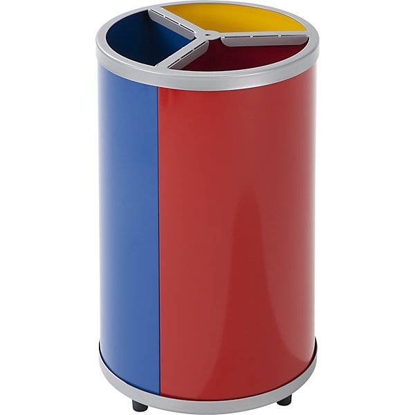 Wertstoffsammler rund Volumen 3 x 30 l HxØ 720 x 420 mm gelb blau rot. VAR GmbH 72772849