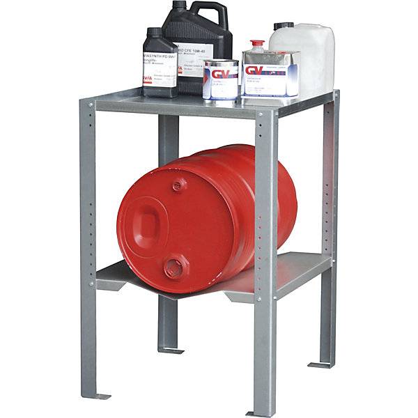 Fass- und Kleingebinderegal mit 1 Fassauflage 60 l und 1 Boden HxBxT 900 x 698 x 608 mm. TAKKT Industrial &-0