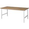 Arbeitstisch höhenverstellbar Gestell 60 x 30 mm Buchenplatte massiv BxT 2000 x 1000 mm lichtgrau. Rau GmbH
