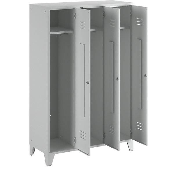 Spind Berlin 2 3 Abteile lichtgrau Breite 1200 mm flache Dachform. Wolf 89378149