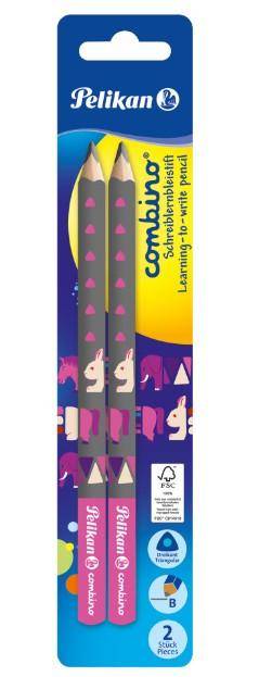 Schreiblernbleistift Combino dick B pink Blister-1