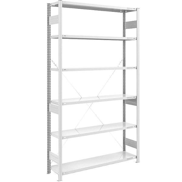 Schwerlast-Steckregal einseitig HxBxT 2500 x 1300 x 400 mm grau Grundregal. TAKKT Industrial & Packaging GmbH-0