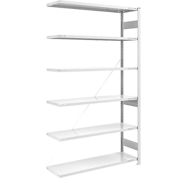 Schwerlast-Steckregal einseitig HxBxT 2500 x 1300 x 500 mm grau Anbauregal. TAKKT Industrial & Packaging GmbH-0