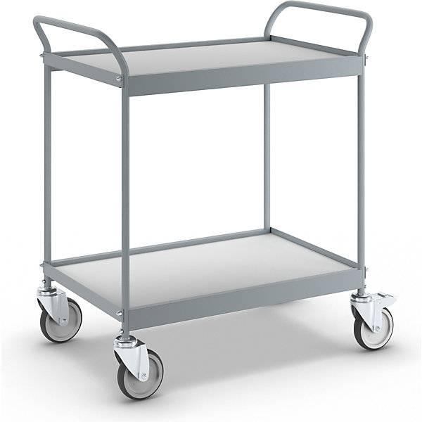 Servierwagen Ladefläche 785 x 545 mm Tragfähigkeit 150 kg 2 Etagen 4 Lenkrollen davon 2 mit Doppelstopp.-0