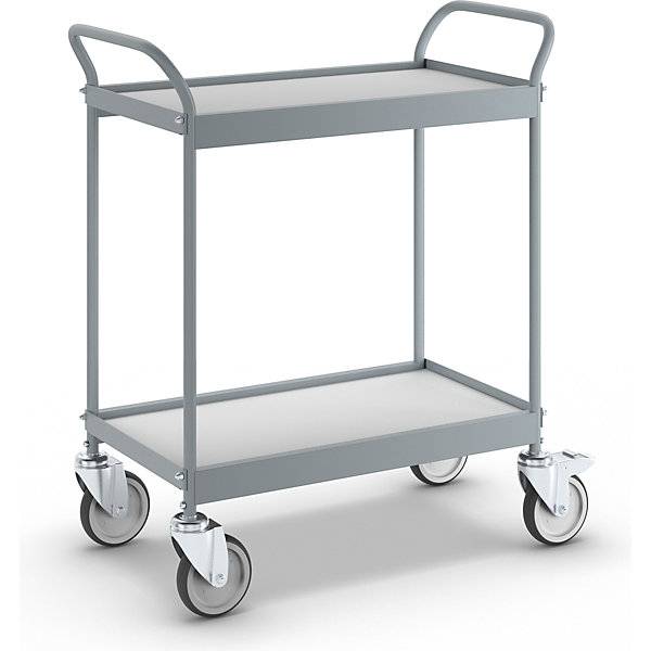 Servierwagen Ladefläche 658 x 338 mm Tragfähigkeit 75 kg 2 Etagen 4 Lenkrollen davon 2 mit Doppelstopp.-0