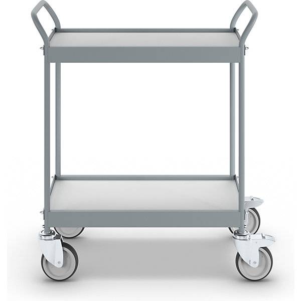 Servierwagen Ladefläche 658 x 338 mm Tragfähigkeit 75 kg 2 Etagen 4 Lenkrollen davon 2 mit Doppelstopp.-1