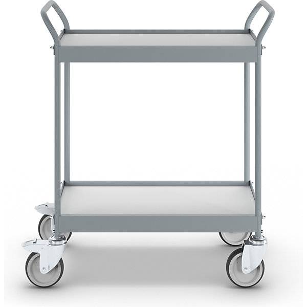 Servierwagen Ladefläche 658 x 338 mm Tragfähigkeit 75 kg 2 Etagen 4 Lenkrollen davon 2 mit Doppelstopp.-3
