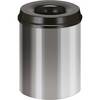 Sicherheits-Papierkorb Stahl selbstlöschend Volumen 15 l HxØ 360 x 255 mm Korpus alusilber / Löschkopf