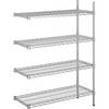 Stahldraht-Gitterregal verchromt Fachlast 150 kg BxT 910 x 460 mm Anbauregal Höhe 1370 mm 4 Fachböden.