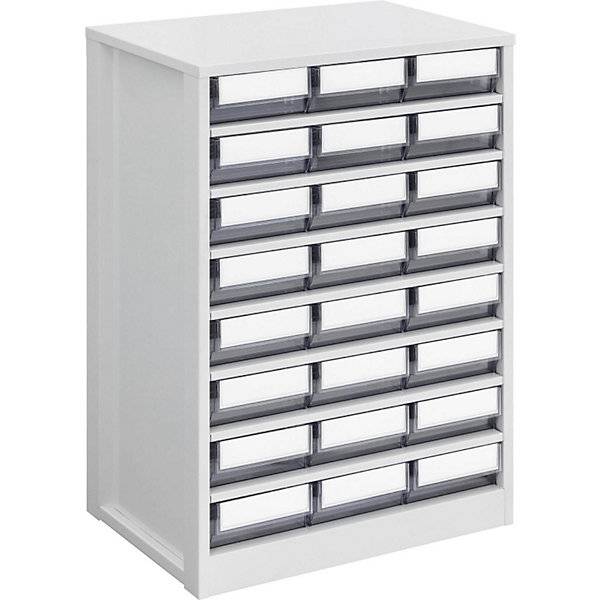 Schubladenmagazin Gehäuse-Traglast 240 kg HxBxT 862 x 600 x 417 mm 24 Schubladen Schubladen glasklar.