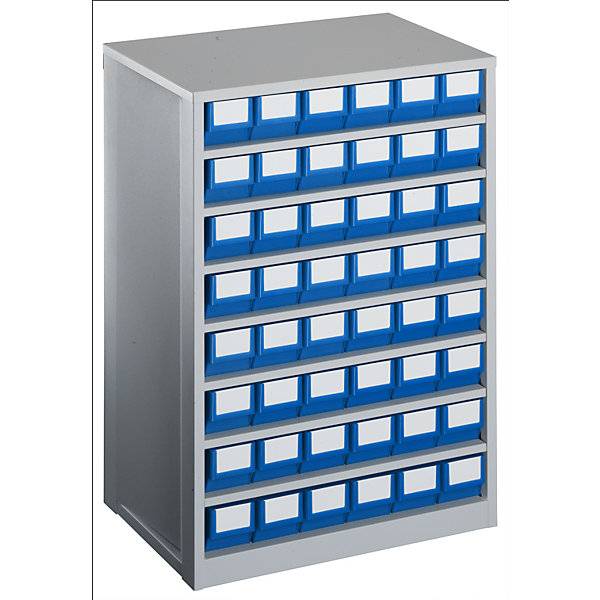 Schubladenmagazin Gehäuse-Traglast 240 kg HxBxT 862 x 600 x 417 mm 48 Schubladen Schubladen blau. Lockweiler