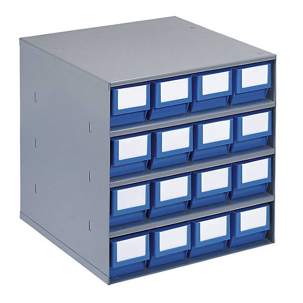 Schubladenmagazin Gehäuse-Traglast 75 kg HxBxT 395 x 376 x 400 mm 16 Schubladen Schubladen blau. Lockweiler-0