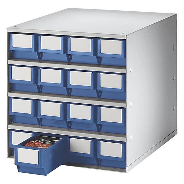 Schubladenmagazin Gehäuse-Traglast 75 kg HxBxT 395 x 376 x 400 mm 16 Schubladen Schubladen blau. Lockweiler-1