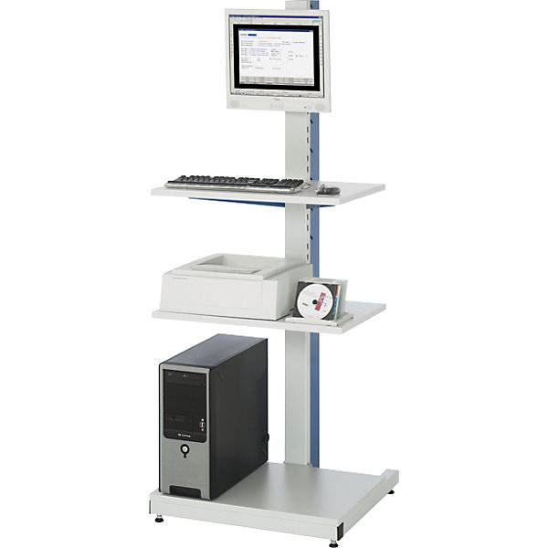 Computerständer Kabelkanal mit integrierter 4fach-Steckdosenleiste stationär. Rau GmbH 94153549