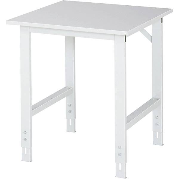Arbeitstisch höhenverstellbar Gestell 60 x 30 mm melaminharzbeschichte Platte BxT 750 x 800 mm lichtgrau. Rau-0