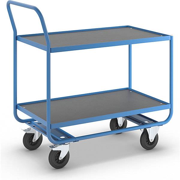 Tischwagen 2 Ladeflächen mit Stahl-Abrollrand Vollgummibereifung spurlos. TAKKT Industrial & Packaging GmbH