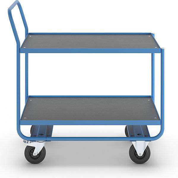 Tischwagen 2 Ladeflächen mit Stahl-Abrollrand Vollgummibereifung spurlos. TAKKT Industrial & Packaging GmbH-2