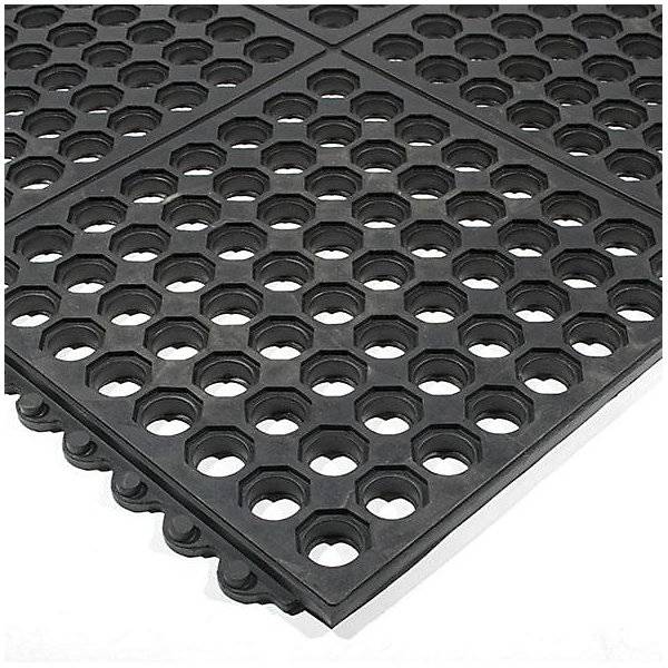 Arbeitsplatzbodenbelag Fatigue-Step mit gelochter Oberfläche Naturkautschuk 900 x 900 mm schwarz. Coba Europe-2